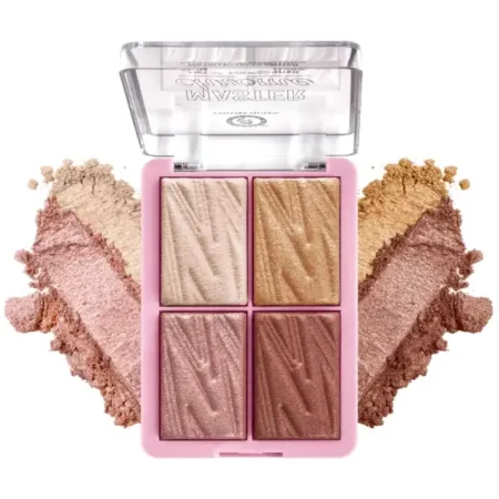 Colors Queen Master Chrome Metallic Blusher & Highlighter | Highly Pigmented Powder Highlighter & Blusher Palette | Weightless Luminous Finish, Long Lasting Highlighter for Face Makeup (Shade - 9)
