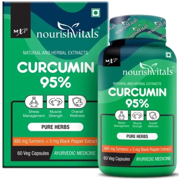 NourishVitals Curcumin 95% Curcuminoids, 500 mg Turmeric with Piperine Extract Supplement, 60 Veg Capsules, Herbkart8t771UBKsoyzML.webp, Herbkart8t771UBKsoyzML