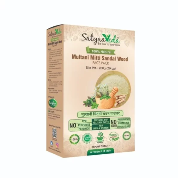 SatyaaVeda Multani Mitti & Sandalwood (Chandan) Face Pack I For Deep Cleansing I Tan Removal I Acne Control I Skin Brightening I No Chemical I No Preservative-200g, Herbkart8t751Bz9WnQosL.webp, Herbkart8t751Bz9WnQosL