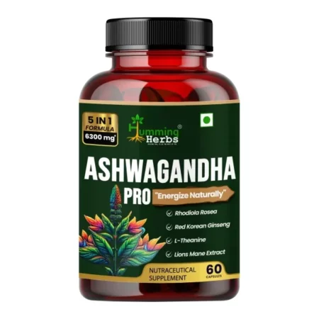 Humming Herbs Ashwagandha Pro - High Potency Adaptogen Blend with Rhodiola Rosea, Red Korean Ginseng, L-Theanine, & Lion's Mane - Natural Stress Relief & Cognitive Support