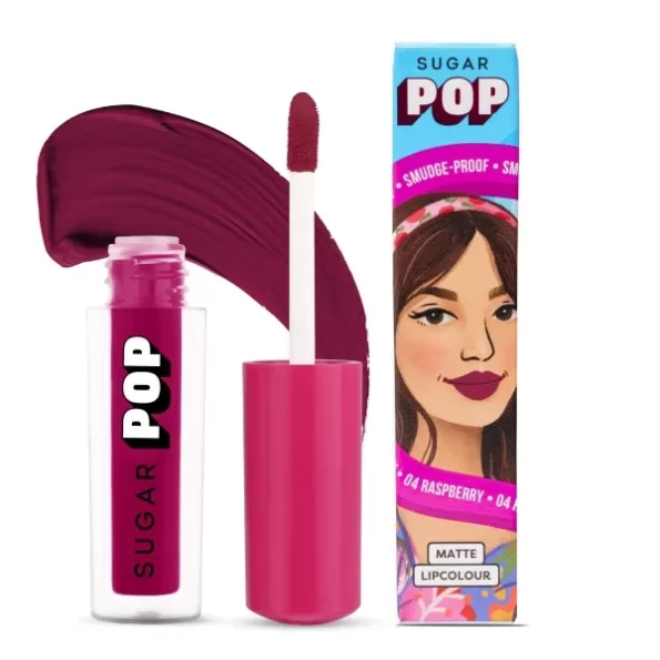 Sugar Pop Matte Lipcolour - 04 Raspberry (Reddish Pink) 1.6 Ml available on Herbkart