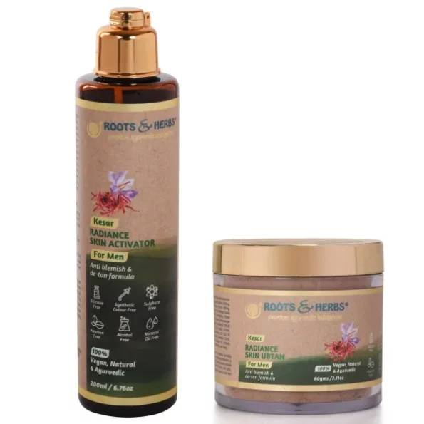 Roots And Herbs Kesar Radiance Enhancing Skin Ubtan & Activator Kit- 60gm + 200 ML, Herbkart8t781khNTaAGNL.webp, Herbkart8t781khNTaAGNL