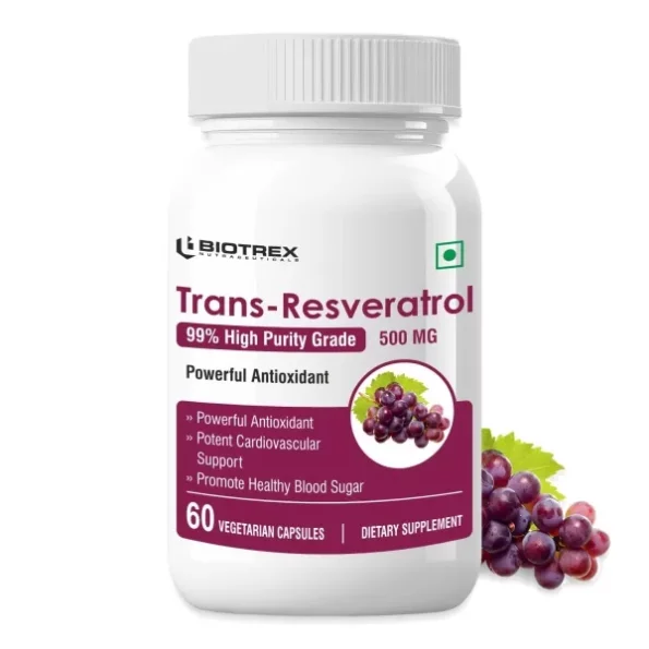 Biotre- Nutraceuticals Resveratrol 500mg -Pack Of 60 Capsules available on Herbkart