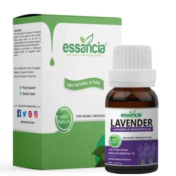 essancia - NATURALLY IN EVERY DROP Lavender Essential Oil For Relaxation,Sleep,Laundry,Meditation,Massage,Hair Growth,Face,Lips,Diffuser & Aromatherapy,Undiluted,Therapeutic Grade Essential Oil (15Ml), Herbkart8t76120pkQYdnTL.webp, Herbkart8t76120pkQYdnTL