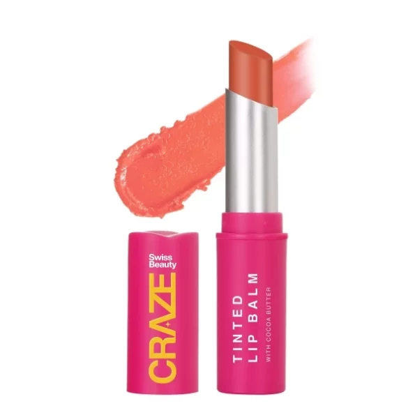 SWISS BEAUTY Craze Tinted Lightweight Sheer Lip Balm | Lip Protection And Lip Nourishment With Cocoa Butter | Shade- Fresh Orange, 3.2G, Herbkart8t761YPL6yY0-L.webp, Herbkart8t761YPL6yY0 L
