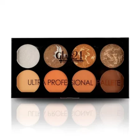 Glam21 ultra professional baked contour & highlighter makeup palette 8 shades for sunkissed & shimmery look, 117 gm