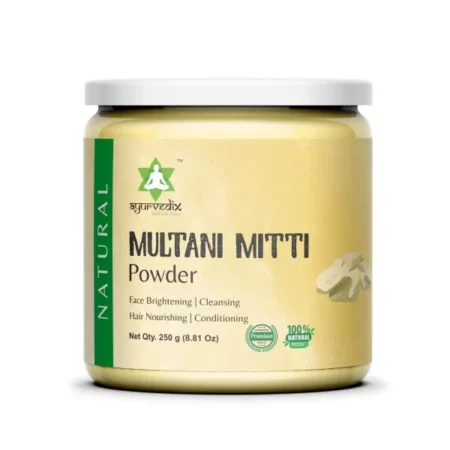 Ayurvedix Organic Natural Multani Mitti Powder - Face & Hair Packs Pure Fuller's Earth for Soft Glowing Skin Bentonite Powder for Exfoliation Soothing Nourishing & Smoothing - 250g Each Pack of 1