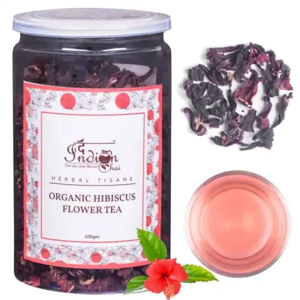 The Indian Chai Organic Hibiscus Flower Tea (100 Grams), Herbkart8t781C-m6DBRtL.webp, Herbkart8t781C m6DBRtL