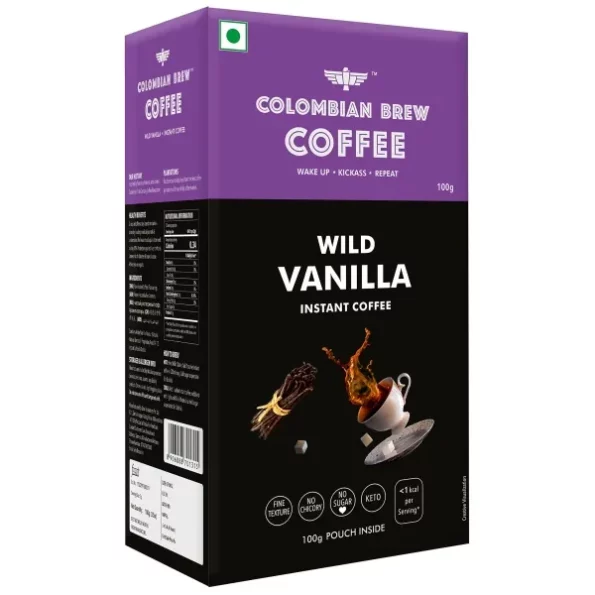 Colombian Brew Vanilla Instant Coffee Powder, No Sugar Vegan, 100g, Herbkart8t781QyuwyACjL.webp, Herbkart8t781QyuwyACjL