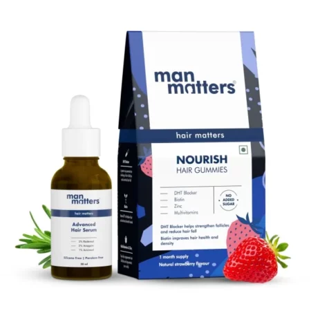 Man Matters Hair Growth Pack, Biotin Hair Gummies 30N & Advanced Hair Serum 30Ml