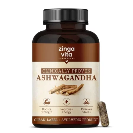 Zingavita Ayurveda Clinically Proven Ashwagandha Veg Capsule, Sustained Release, Clean Label Certified - Stress, Sleep & Energy Support - Strength, Stamina, Performance & Muscle Recovery, 100% Pure Root