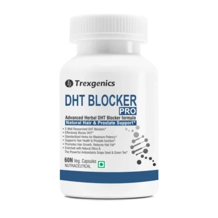 Trexgenics DHT BLOCKER PRO formula with standardized herbs Hair Fall, Prostate Health Support VEGAN & NON-GMO (60 Veg. Capsules) (Pack of 1)