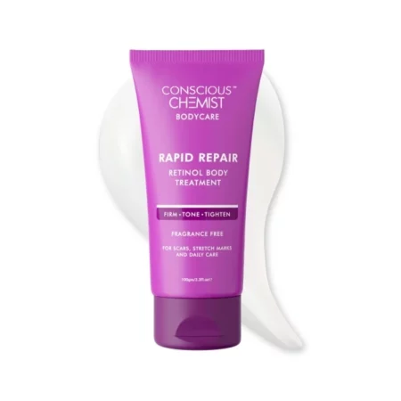 Conscious Chemist® Retinol Body Cream | Reduces Stretch Marks, Uneven Skin Tone & Scars | For Post Pregnancy Irregular Lines/Streaks | All Skin Types, Fragrance Free & Cruelty Free | 100 g