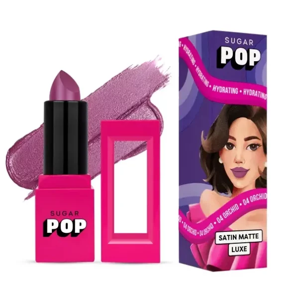 SUGAR POP Satin Matte Luxe Lipstick 04 Orchid - 3 gms available on Herbkart