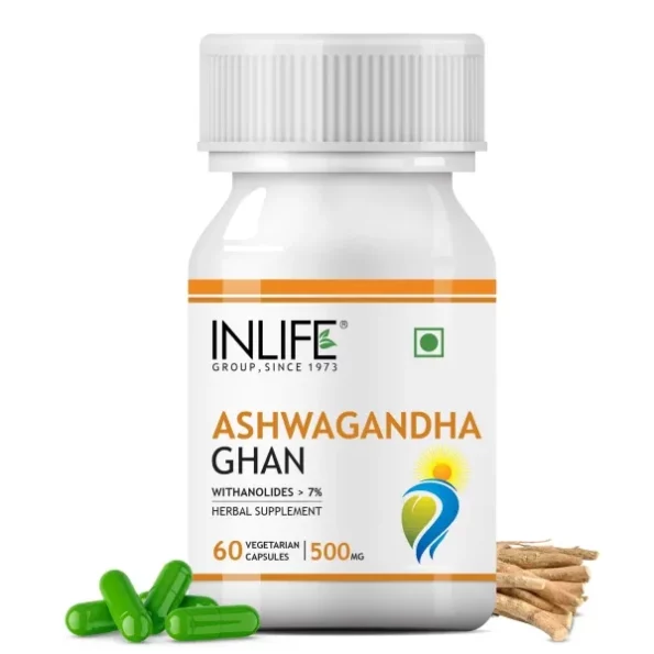 INLIFE Ashwagandha KSM-66 (500 mg), 60 Capsules available on Herbkart