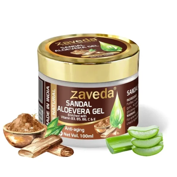 Zaveda Aloevera Sandal Gel | Hydrating Facial Gel| Soothes & Renews Hydration|Unisex Face Gel|100ml, Herbkart8t781pG6ZGTnBL.webp, Herbkart8t781pG6ZGTnBL