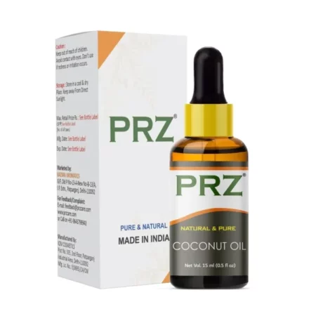 PRZ Coconut Extra Virgin Cold Pressed Carrier Oil - Pure Natural & Therapeutic Grade Oil for Aromatherapy Body Massage, Skin Care & Hair Care, 15 ml