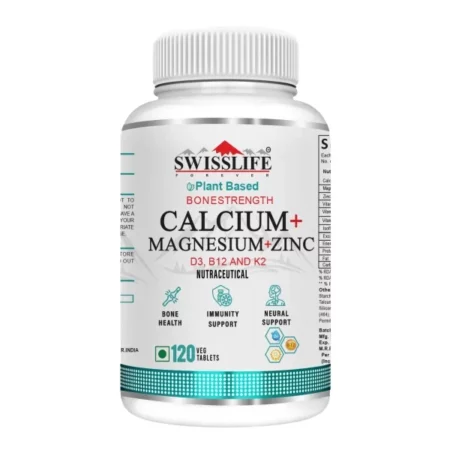 SWISSLIFE FOREVER Calcium Magnesium Zinc with Vitamin D3 | Calcium Supplement For Women and Men | For Bone Health And Joint, Unflavoured (Pack Of 1, 120 Tablets)