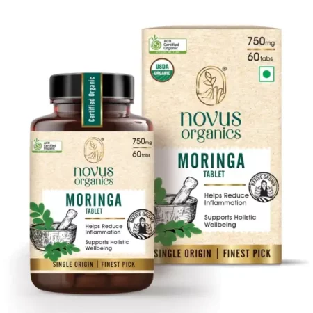 Novus Organics Premium Moringa 60 Tablets (Oleifera)-750mg | single-origin Drumstick Leaf Tablets | Healthy Digestion & Appetite |100% ACO & USDA Certified Organic | Highly Nutritious.-(60Tablets)