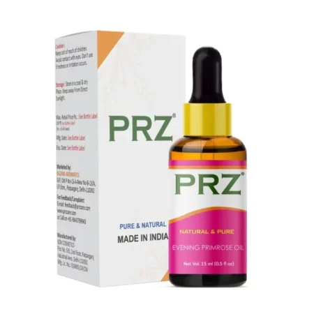PRZ Evening Primrose Cold Pressed Carrier Oil - Pure Natural & Therapeutic Grade Oil for Aromatherapy Body Massage, Skin Care & Hair Care, 15 ml