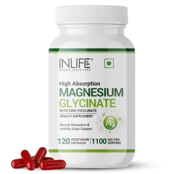 INLIFE Magnesium Glycinate Supplement 1100mg (Elemental Magnesium 242mg) with Zinc 10mg (as Zinc Picolinate) Per Serving, Relaxation & Healthy Muscle Function - 120 Capsules (Pack of 1, 120, count), Herbkart8t7712NmAzOvlL.webp, Herbkart8t7712NmAzOvlL