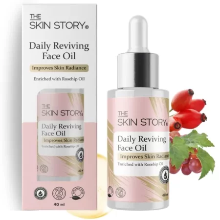 The Skin Story Daily Reviving Face Oil 40ml | Make up Remover Oil | Moisturizing & Brightening Oil with Rosehip, Pumpkin Seed, & Grapeseed Oils | For Dewy and Youthful Skin | Dermatologist Tested, Paraben-Free