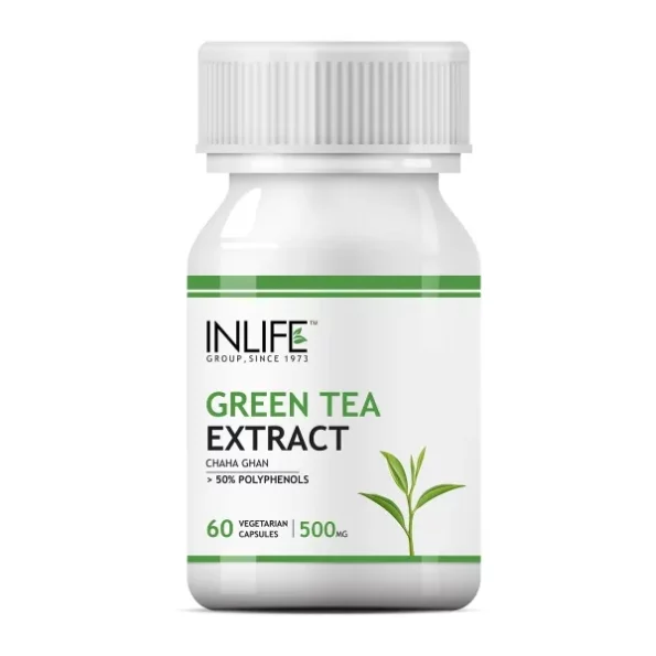 INLIFE Green Tea Extract Capsules, 500 mg - 60 Vegetarian Capsules available on Herbkart