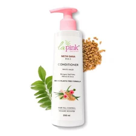 La Pink Methi Dana/Fenugreek Seeds 8-in-1 Hair Fall Conditioner 250ml for Men and Women | For Damaged and Weak Hair, Boosts Hair Volume with Hibiscus, Bhringraj, Indian bay Leaf & Onion, Sulphate Free