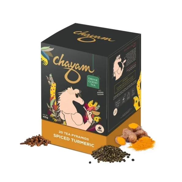 CHAYAM Spiced Turmeric Herbal Tea with Ginger and Black Pepper, 20 Tea Bags available on Herbkart