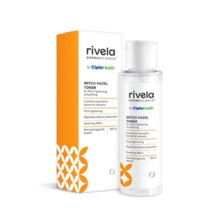 Rivela Dermascience Witch Hazel Face Toner By Cipla | For Pore Tightening & Soothing | Alcohol Free | Hydrating Toner For Glowing Skin | With 6 Botanical Extracts | Regulates Sebum Production | 100 ml