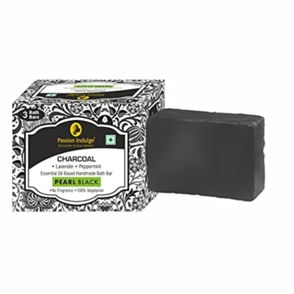 Passion Indulge Charcoal Handmade Natural Bath Bar Soap - Pack of 3, Herbkart8t7417dTSkMrxL.webp,