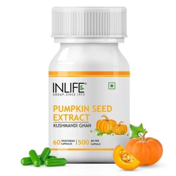 INLIFE Pumpkin Seed Extract Supplement, 500 mg - 60 Vegetarian Capsules available on Herbkart