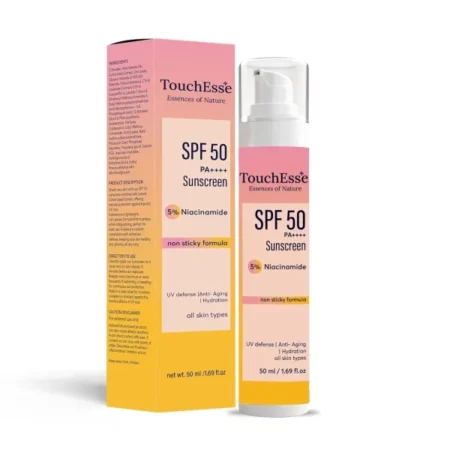 TouchEsse 5% Niacinamide Sunscreen Non Sticky SPF 50 PA++++ - Lightweight Matte Sunscreen SPF 50 for Oily Skin & No White Cast 50g