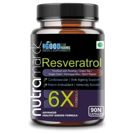 NutraMarck's All-Natural Resveratrol 6X Capsules - Antioxidant Powerhouse Blend | Supports Cellular & Cardiovascular Health | Healthy Ageing | Immune Support | Antioxidant | (90 Count (Pack of 1))