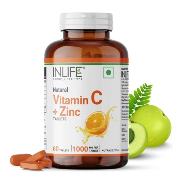 INLIFE Natural Vitamin C Amla Extract With Zinc For Immunity & Skin Care - 60 Veg Tablets (Pack of 1, 60), Herbkart8t761vRLdO1WqL.webp, Herbkart8t761vRLdO1WqL