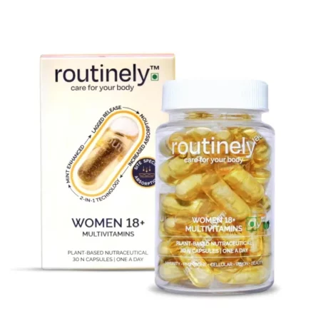 Routinely Plant Based Multivitamin for Women 18-49Yrs | Iron, Cranberry Extract, Vitamin D & B12 | Boost Immunity, Skin, Hair, Vision & Bone Health | 30 Capsules