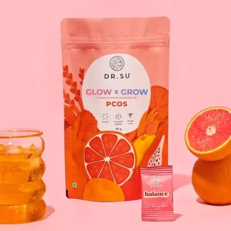 Dr. Su Glow x Grow for PCOS Control | Hormonal Balance with Inositol, Vitamin D, Folic Acid & PCOS Herbal Blend | Supports Menstrual Cycle | Vegetarian Powder | 30 Sachets for Women