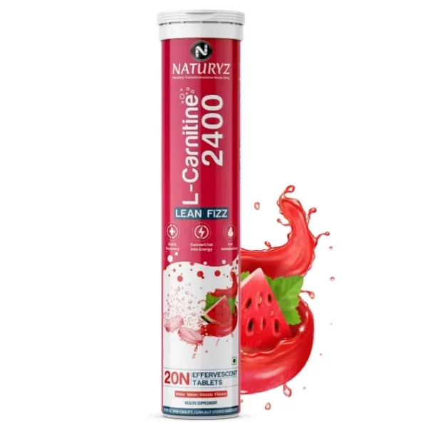 Naturyz L-Carnitine L Tartrate 2400 mg Converts fat into Energy | Energy & Endurance | Performance & Recovery - 20 Effervescent Tablets (Water Melon Masala Flavour), Herbkart8t76101mBea21L.webp, Herbkart8t76101mBea21L