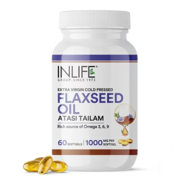 INLIFE Flaxseed Oil Capsules 1000mg | Omega 3 6 9 from Extra Virgin Cold Pressed Oil for Heart & Brain Health - 60 Softgels, Herbkart8t771PQrk4EiqL.webp, Herbkart8t771PQrk4EiqL