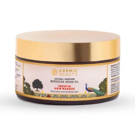 Karmic Beauty Hair Masque | 100% Organic Moroccan Argan Oil & Keratin | Cold Pressed Oils for Deep Nourishment | For Dry, Damaged & Color Treated Hair | Sulfates, Parabens & Cruelty Free | 100 g