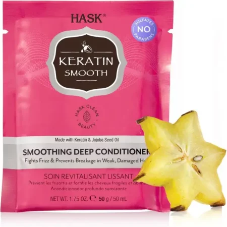HASK Keratin Protein Smoothing Deep Conditioning Treatment Packet - 50gms | For dry, frizzy & damaged hair | Paraben & Silicone Free