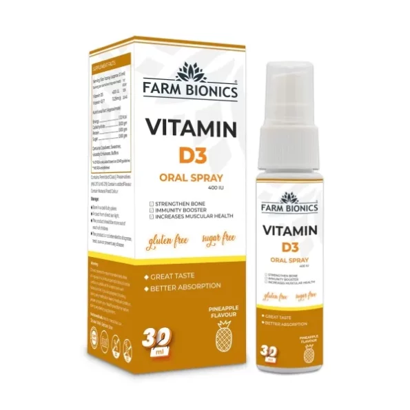 FARM BIONICS Vitamin D3 400 Iu Spray Supplement, 30Ml (Pineapple), Herbkart8t771NPYkTfOlL.webp, Herbkart8t771NPYkTfOlL