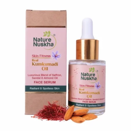 Nature Nuskha Real Kumkumadi Oil 25ml-Anti-Ageing Face Serum with Niacinamide ,Folic acid, Vitamins E & C-For Men and Women-Kumkumadi Tailam-Reduces dark spots -Evens Skin tone, improves Brightness,makes Skin Soft and Supple