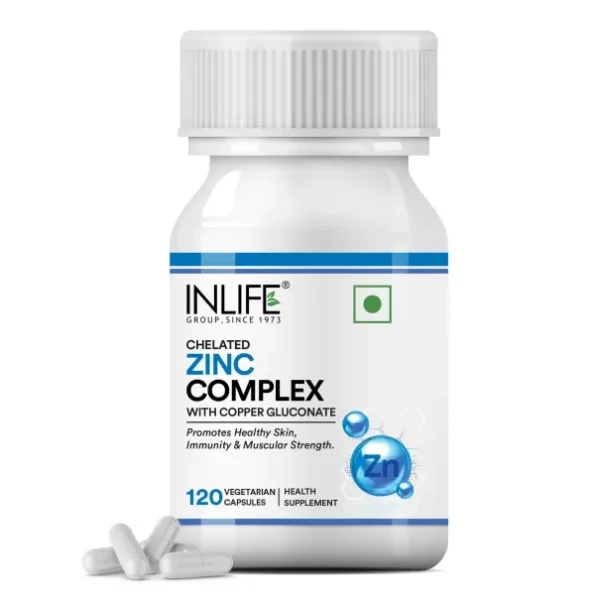 Inlife Zinc Supplements With Zinc Picolinate & Gluconate Complex,Copper Gluconate,Immune Support (120 Capsules) available on Herbkart