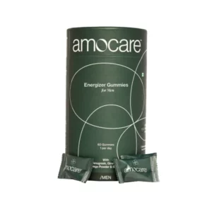 Amocare Energy Gummies for Men, Fenugreek, Ginseng, Ginkgo Powder & Saffron 60 Gummies - 1 Per Day available on Herbkart