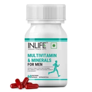 INLIFE Multivitamin for Men with Biotin Ginseng Ashwagandha Zinc Magnesium Vitamin D3 B12 - 60 Capsules available on Herbkart