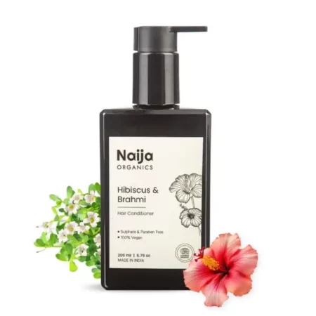 Naija Organics Hibiscus & Brahmi Hair Conditioner | ECOCERT certified Gentle & Effective Hair Fall Solution | Sulphate & Paraben Free | Eco-certified | 200ml