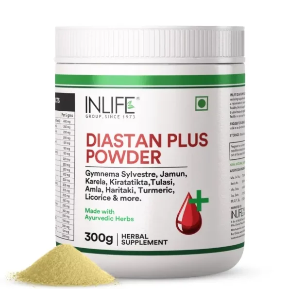 INLIFE Diastan Plus Powder with Gymnema Sylvestre, Jamun, Karela, Tulasi, Amla, Turmeric, Licorice - 300g available on Herbkart