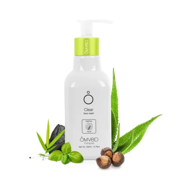 Omved Clear Face Wash for Deep Cleansing with Activated Charcoal, Tulsi, Wheat Protein, Vit B5 and Aloe Vera, SLS, Paraben Free, 200ml, Herbkart8t761A33MV2B1L.webp, Herbkart8t761A33MV2B1L