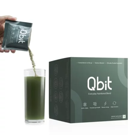 Qbit Gut Health Supplements Drink | Prebiotics | Probiotics | Plant Based | Daily Nutrition for Women and Men | Support Gut Health, Constipation, Digestion, Immunity | No Preservatives, No Color, Zero Sugar (15 Days Servings Sachets)